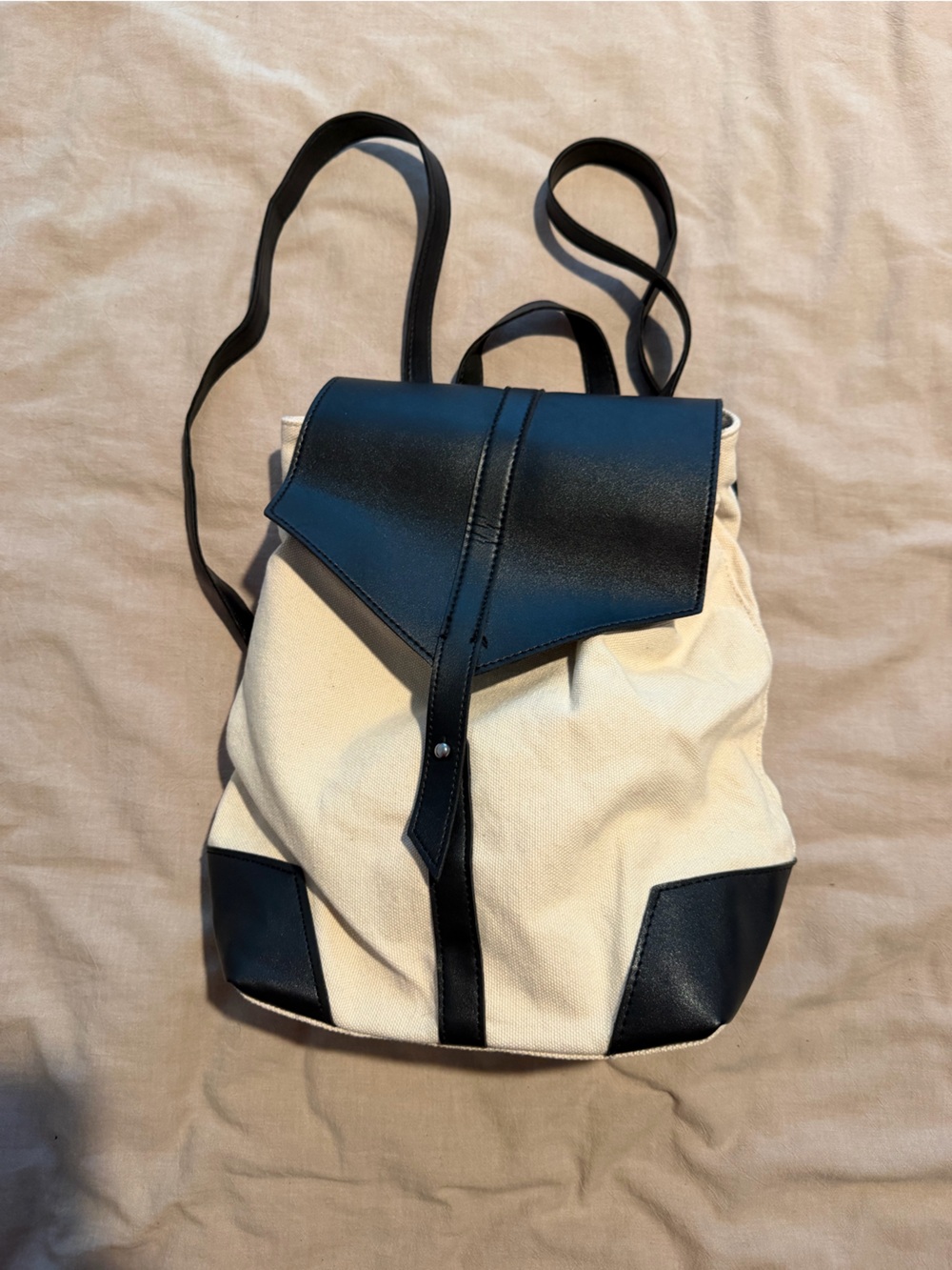 Deux Lux Cream Canvas Backpack with Black Interior